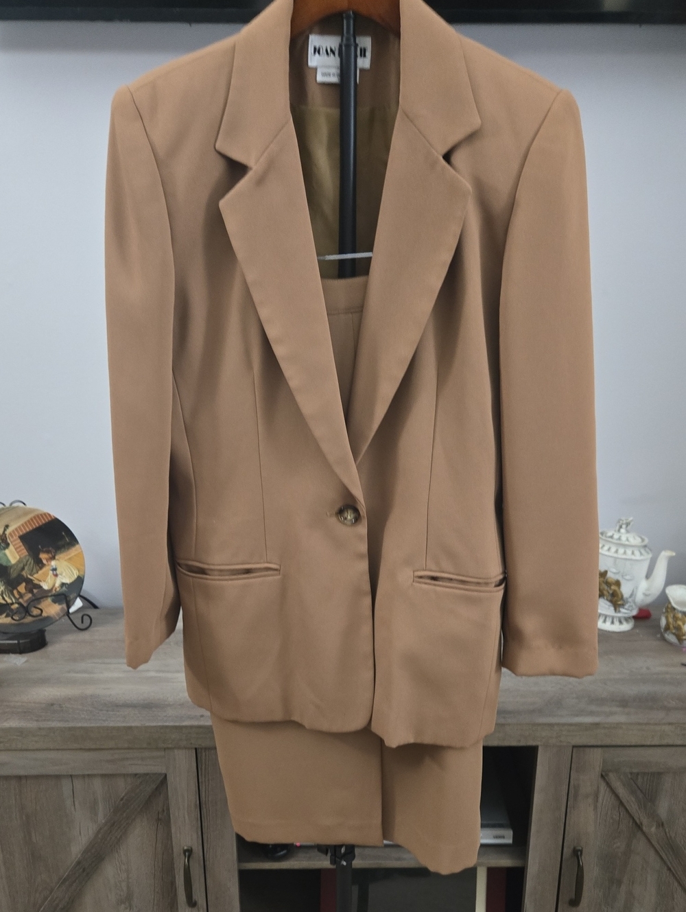 Jan Leslie Tan Blazer and Skirt Set